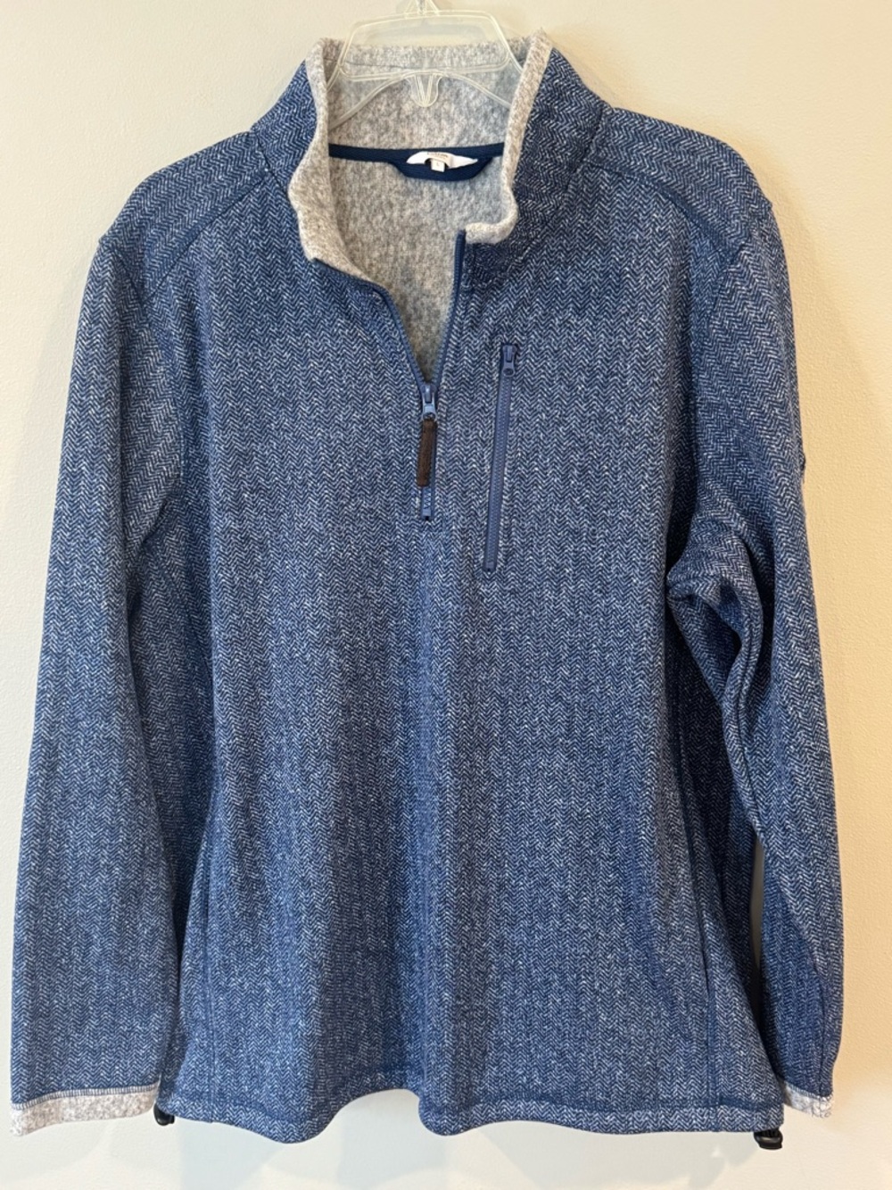 Cotton Traders Quarter Zip Jumper Fleece Top Bluev Mottle Casual Size Large